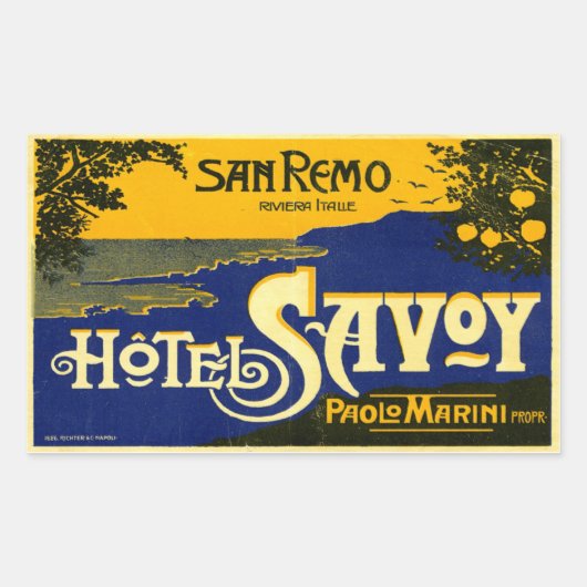 Sticker Rectangulaire Hotel Savoy (San Remo Italie) (Devant)