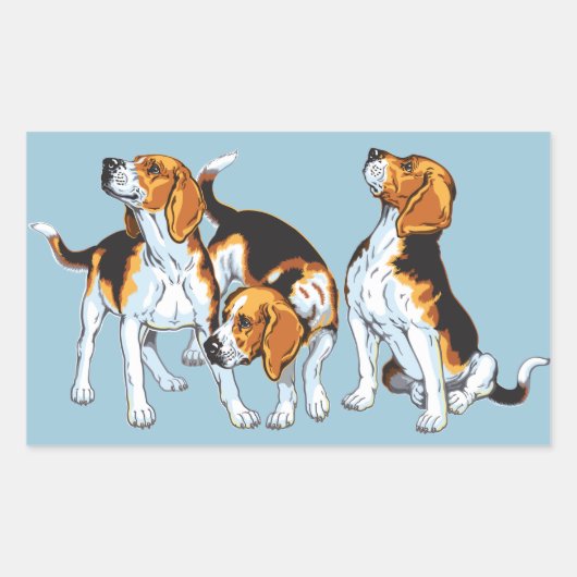 Sticker Rectangulaire Hound beagle (Devant)
