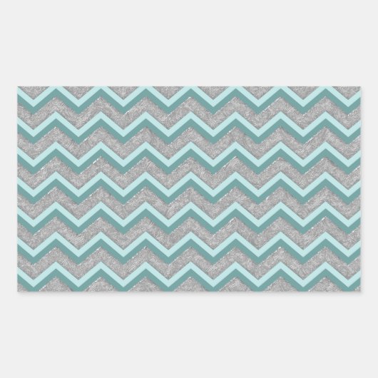 Sticker Rectangulaire Huile d'argent et ZigZag Turquoise (Devant)