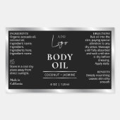 Sticker Rectangulaire Huile de carrosserie de logo noir et argent 4 OZ B (Devant)