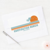 Sticker Rectangulaire Huntington Beach California Sun Palm Trees (Enveloppe)