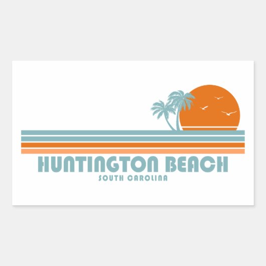 Sticker Rectangulaire Huntington Beach Caroline du Sud Sun Palm Trees (Devant)