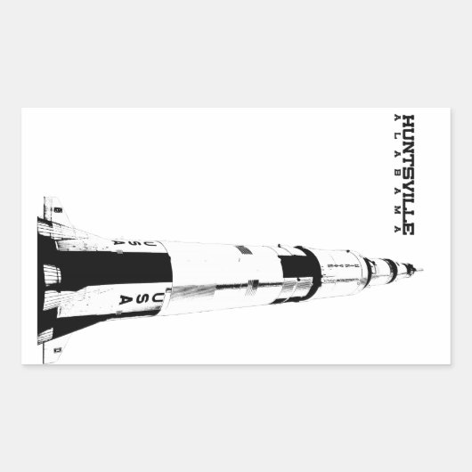 Sticker Rectangulaire Huntsville, Alabama Saturn V Rocket (Devant)