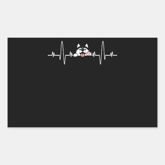 Sticker Rectangulaire Husky Gift | Cool Siberian Husky Heartbeat (Devant)