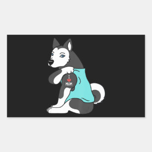 Sticker Rectangulaire Husky I Love Maman Tattoo Husky Funny Mors Day C