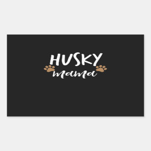 Sticker Rectangulaire Husky Mama   Siberian Husky Mère Amoureux des chie