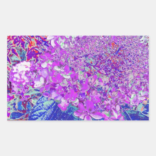 Sticker Rectangulaire Hydrangea élégant violet et bleu limelight (Devant)