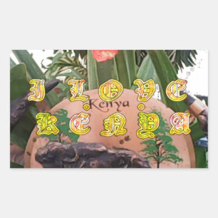 Sticker Rectangulaire I (Coeur) Kenya Buffalo Patch/Print