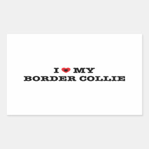 Sticker Rectangulaire I coeur mon border collie
