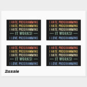 Sticker Rectangulaire I Hate Programmation - Drôle Programmeur I (Feuille)