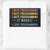 Sticker Rectangulaire I Hate Programmation - Drôle Programmeur I (Sac)