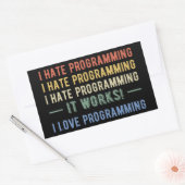 Sticker Rectangulaire I Hate Programmation - Drôle Programmeur I (Enveloppe)