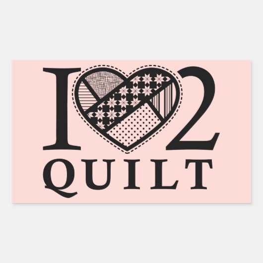 Sticker Rectangulaire I Heart 2 Quilt par FiberFlies (Devant)