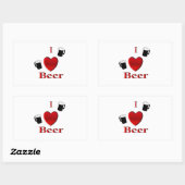 Sticker Rectangulaire I Heart Beer Design (Feuille)