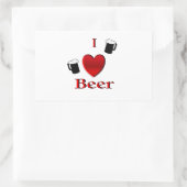 Sticker Rectangulaire I Heart Beer Design (Sac)