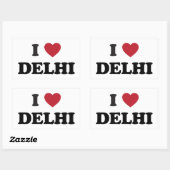 Sticker Rectangulaire I Heart Delhi Inde (Feuille)