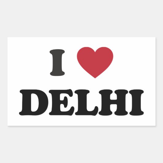 Sticker Rectangulaire I Heart Delhi Inde (Devant)