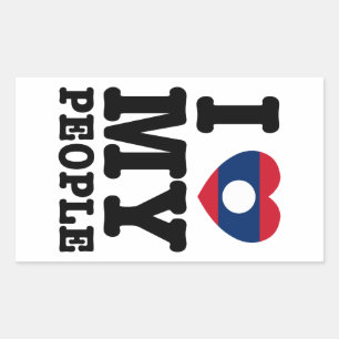Sticker Rectangulaire I Heart (Love) My Lao People