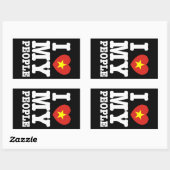 Sticker Rectangulaire I Heart (Love) My Viet People (Feuille)