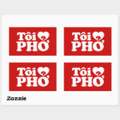 Sticker Rectangulaire I Heart (Love) Pho (Tôi PHỞ) (Feuille)