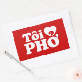 Sticker Rectangulaire I Heart (Love) Pho (Tôi PHỞ) (Enveloppe)