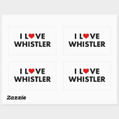 Sticker Rectangulaire I Heart Whistler I Love Whistler Texte moderne (Feuille)