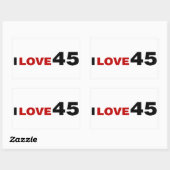 Sticker Rectangulaire I Love 45 (Feuille)
