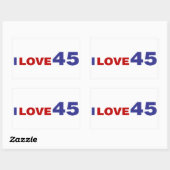 Sticker Rectangulaire I Love 45 (Feuille)