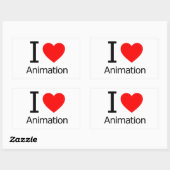 Sticker Rectangulaire I Love Animation (Feuille)