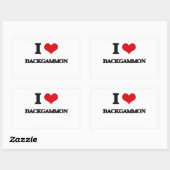 Sticker Rectangulaire I Love Backgammon (Feuille)