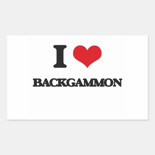 Sticker Rectangulaire I Love Backgammon (Devant)