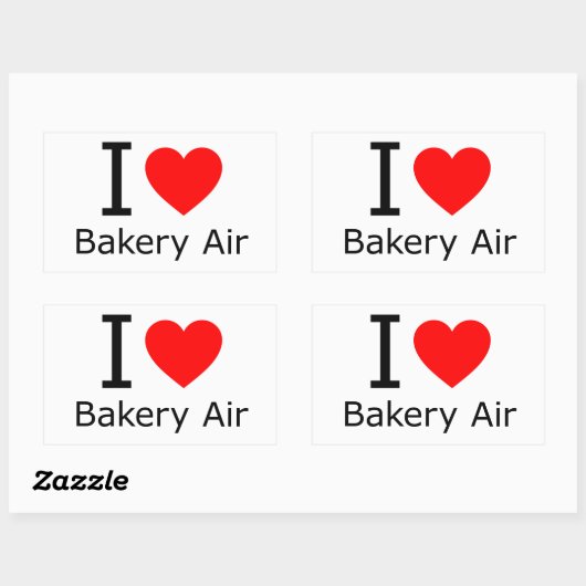 Sticker Rectangulaire I Love Bakery Air (Feuille)