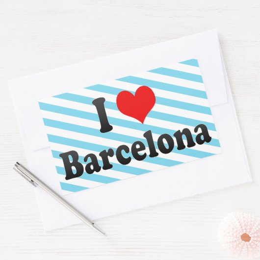 Sticker Rectangulaire I Love Barcelona, Espagne (Enveloppe)