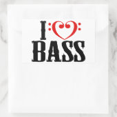 Sticker Rectangulaire I Love Bass, avec clef basse Coeur (Sac)