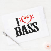 Sticker Rectangulaire I Love Bass, avec clef basse Coeur (Enveloppe)