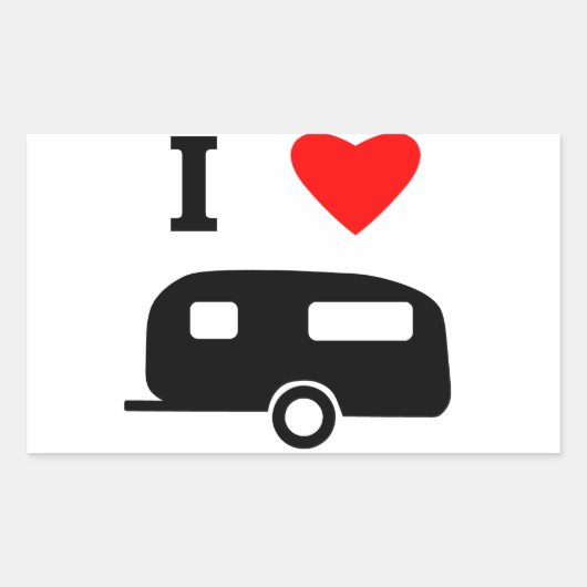 Sticker Rectangulaire I Love Camping (Devant)