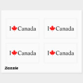 Sticker Rectangulaire I Love Canada typographie à la feuille d'érable ro (Feuille)