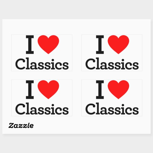Sticker Rectangulaire I Love Classics (Feuille)