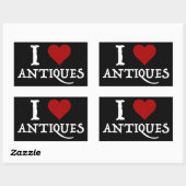 Sticker Rectangulaire I Love (Coeur) Antiquités (Feuille)