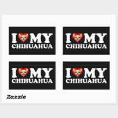 Sticker Rectangulaire I Love (Coeur) My Chihuahua (Feuille)