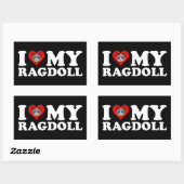 Sticker Rectangulaire I Love (Coeur) My Ragdoll (Feuille)