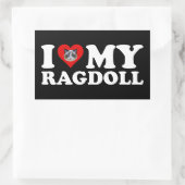 Sticker Rectangulaire I Love (Coeur) My Ragdoll (Sac)