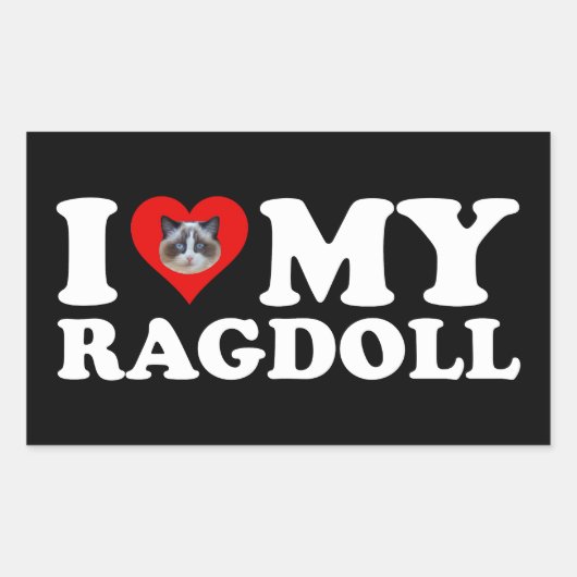 Sticker Rectangulaire I Love (Coeur) My Ragdoll (Devant)
