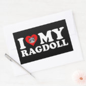 Sticker Rectangulaire I Love (Coeur) My Ragdoll (Enveloppe)