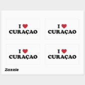Sticker Rectangulaire I Love Curaçao (Feuille)