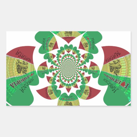 Sticker Rectangulaire I Love Ethiopia Kaleidoscope - Heartfeel Rasta Art (Devant)