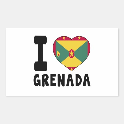 Sticker Rectangulaire I Love Grenada (Devant)