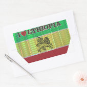 Sticker Rectangulaire I Love Heart Ethiopie : Drapeau Art Motif (Enveloppe)