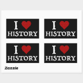 Sticker Rectangulaire I Love (Heart) History (Feuille)