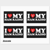 Sticker Rectangulaire I Love (Heart) My Ham Radio (Feuille)